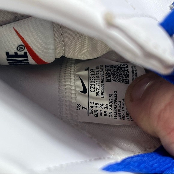 Nike Blazer Mid ‘77 Shoes Sneakers Womens 7 White Blue Casual Cool Hip Comfy - Picture 7 of 7